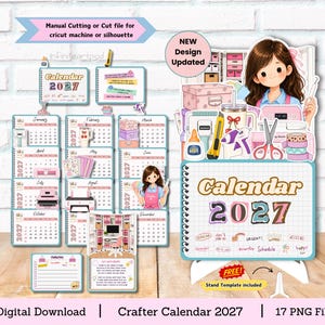 Calendario da scrivania per artigiani 2027: file di taglio PNG (download digitale)