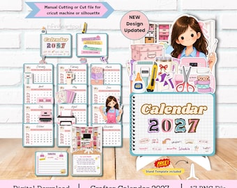 2027 Crafter Desk Calendar: PNG Cut File (Digital Download)