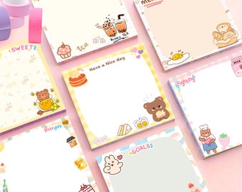 Kawaii food notepad, cute food memopad, kawaii notepad, notepad template, stationery, printable notepad, kawaii sticky note, kawaii memopad
