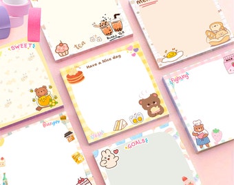 Bloc-notes alimentaire kawaii, bloc-notes nourriture mignon, bloc-notes kawaii, modèle de bloc-notes, papeterie, bloc-notes imprimable, pense-bête kawaii, bloc-notes kawaii