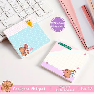 Capybara Notepad, Printable Notepad, Kawaii Notepad, Cute Notepad ...