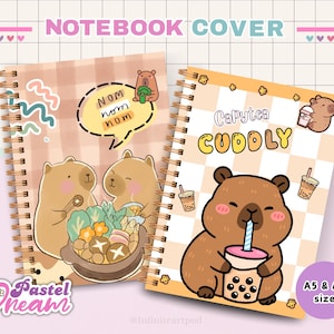 Copertina per quaderno Capibara, quaderno stampabile, copertina per diario, quaderno A5, quaderno A6, download immediato immagine 5
