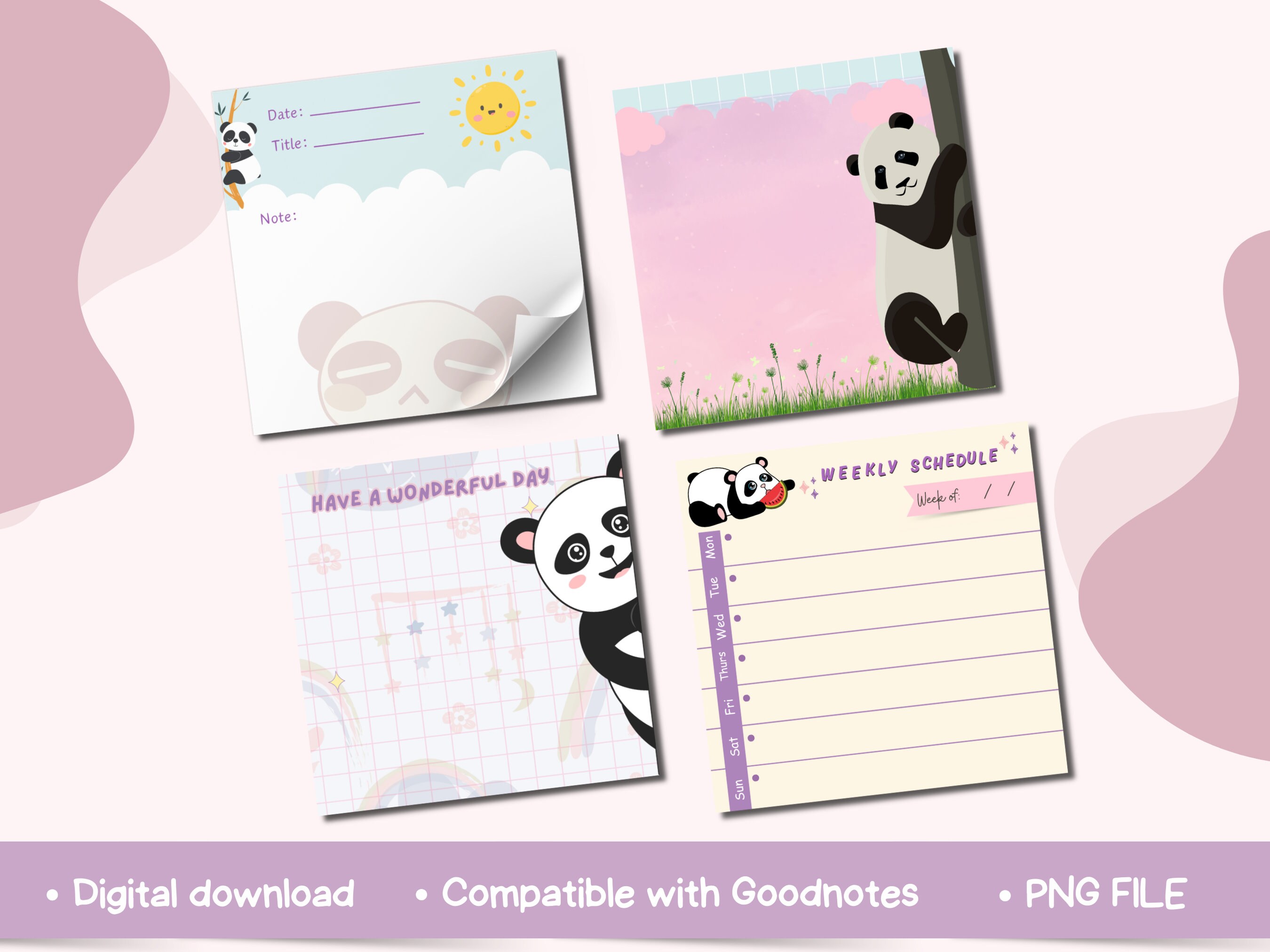 Panda Notepad Printable, Panda Memo Pad Printable, Notepad Printable ...