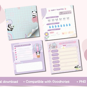 Panda Notepad Printable, Panda Memo Pad Printable, Notepad Printable ...