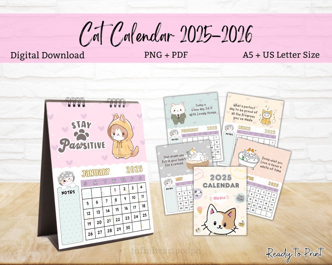 Cat Calendar 2025, Desk Calendar, Calendar Printable, Calendar 2025, Calendar 2026, Digital Calendar, Calendar Template, Mini Calendar - Etsy cat-calendar-2025-desk-calendar-calendar-printable-calendar-2025-calendar-2026-digital-calendar-calendar-template-mini-calendar-etsy