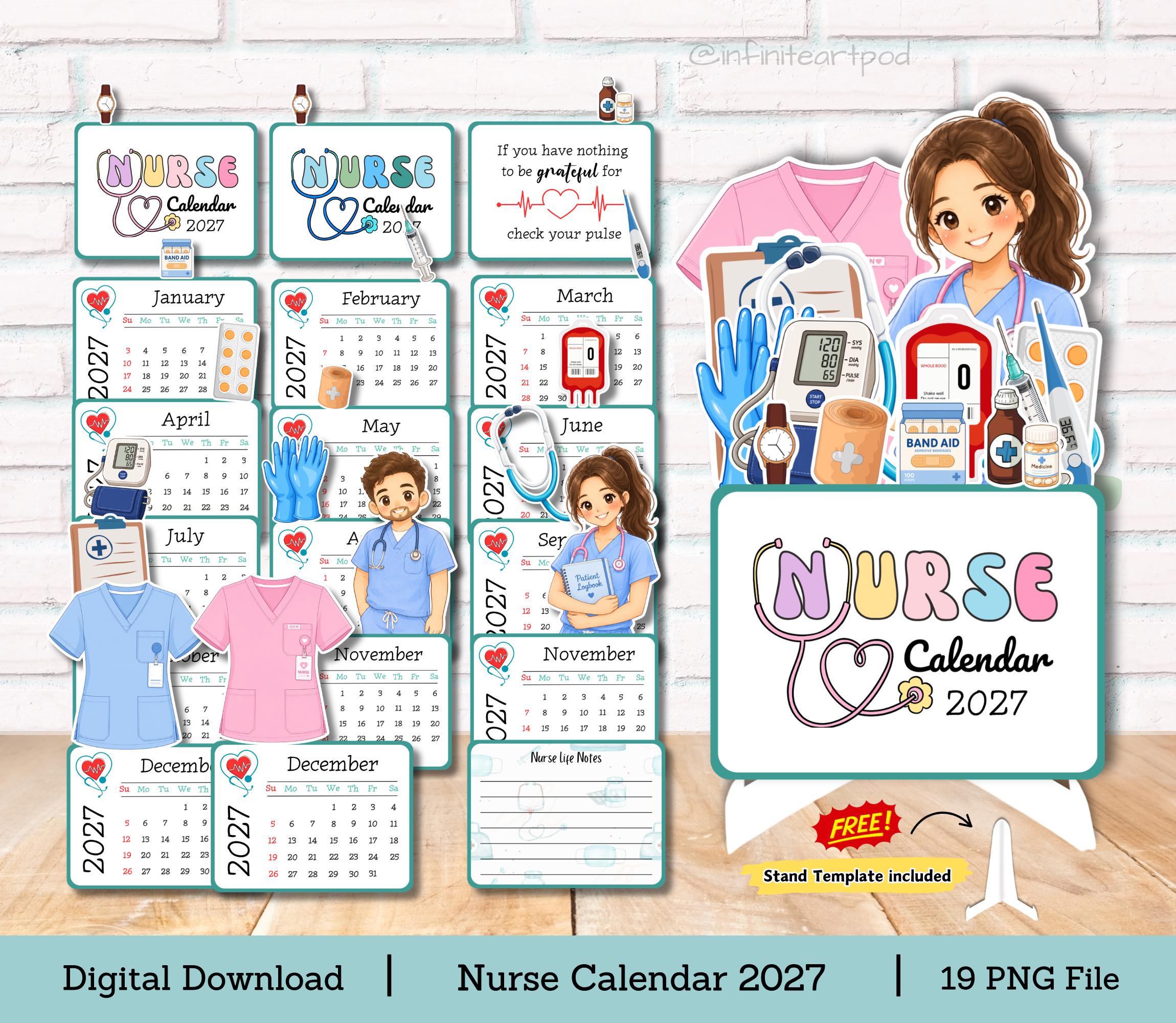 Nurse Calendar, Medical Calendar, Hospital Calendar, Desk Calendar