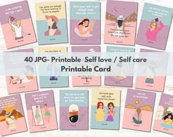 Women Self love affirmation cards, self care printable cards, Positive quote printable cards, positive affirmation card