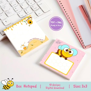 Bee Notepad, Bee Memopad, Bee Positive Notepad, Kawaii Notepad ...