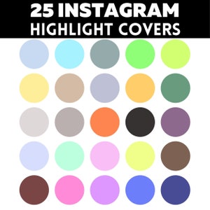 25 Instagram Highlight Covers | Pastel Colour IG Story Icons | Minimalist Aesthetic Highlight Buttons | IG Story Icons | Social Media Kit