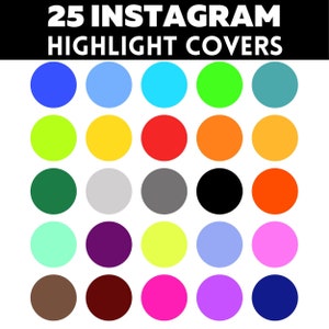 25 Instagram Highlight Covers | Block Colour IG Story Icons | Minimalist Aesthetic Highlight Buttons | IG Story Icons | Social Media Kit