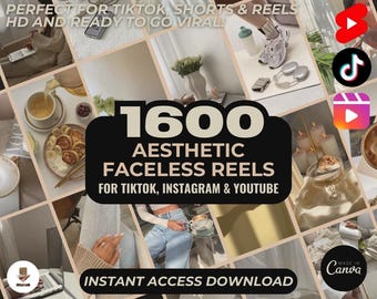1600 esthetische gezichtsloze haspels | Esthetische stockvideo's Virale clips | TikTok Instagram-films Facebook YouTube-short | Gezichtsloos, eenvoudig te bewerken