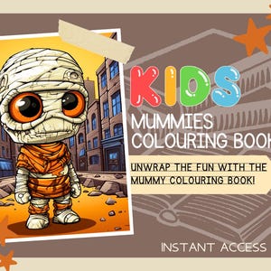 Mummies Colouring Book | 10 Egyptian Themed Graphic Pages | Kids & Adults Art Books | Printable Drawing Colour Sheets For All Ages |