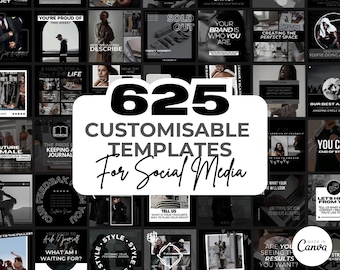 Over 625 Editable Black & White Instagram Templates for Canva | Social Media Graphics | Sleek IG Templates | Instagram Story/Post Designs