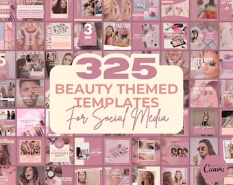 Beauty Instagram Template Posts Editable on Canva | 325 Social Media Graphics | Pink Pastel Templates | Instagram Story and Post Designs