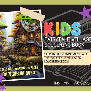 Fairytale Villages Colouring Book | 44 Magical Themed Graphic Pages | Kids & Adults Art Books | Printable Drawing Colour Sheets All Ages |