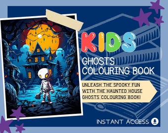 Ghosts Colouring Book | 11 Haunted House Ghosts Themed Graphic Pages | Kids & Adults Art Books | Printable Drawing Colour Sheets All Ages |
