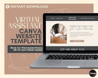 Modèle de site Web d'assistant virtuel Canva | Page de destination du site Web pour les conseillers volontaires et les assistants principaux | Conception Web facile d'une page | Assistant de conception de site Web simple