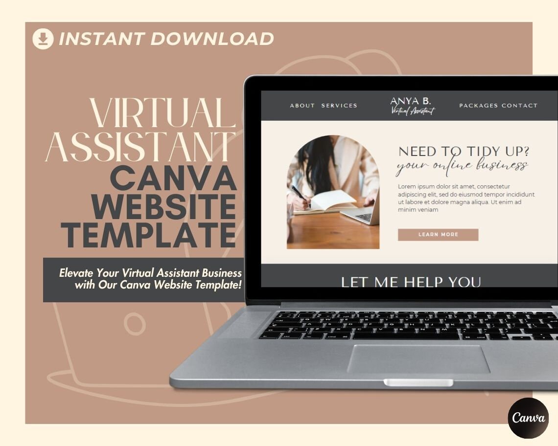 Canva Virtual Assistant Website Template | Website Landing Page for Vas ...