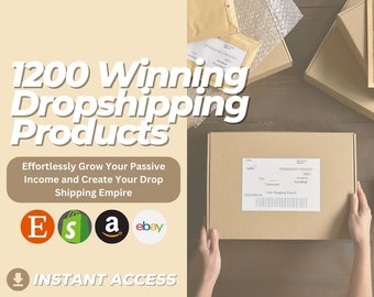 1200 prodotti dropshipping vincenti da vendere online / Foglio informativo per l'e-commerce / Foglio di calcolo sul reddito passivo per il massimo delle vendite e del profitto