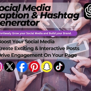 ChatGPT Social Media Caption & Hashtag Generator | Boost Your Online Presence | AI Development Tool for Passive Income