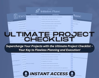 ULTIMATE Project Checklist | Organiser Spreadsheet for Business Projects | Editable Check List Project Planner & Organisation Tool