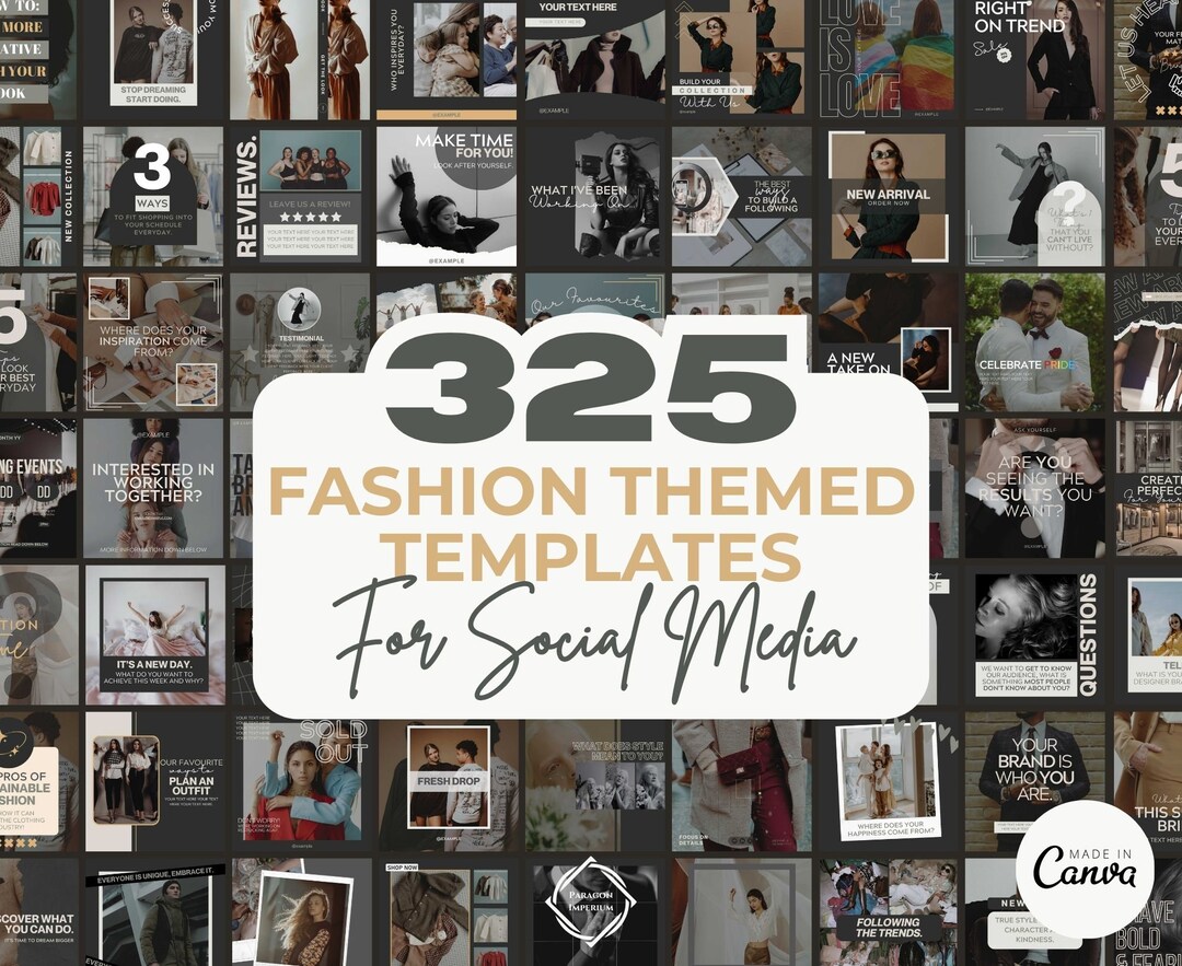 Fashion Instagram Template Posts Editable on Canva | 325 Social Media ...