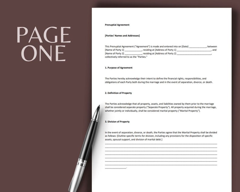 以下が含まれることがあります： 結婚前に締結する契約書で、結婚中の財産分与や離婚時の財産分与に関する、当事者それぞれの権利、義務、責任を定めたものです。