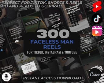 300 Faceless Man Reels | DFY Done For You Viral Clips | TikTok Instagram Reels Facebook Youtube Shorts | Captioned Ready To Post Videos