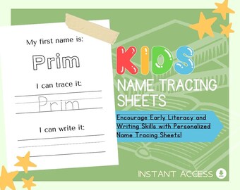 Kids Name Tracing Sheets | Children's Learning Sheet | Teach Kids & Toddlers Pages | Kids Educational Templates For Writing Words