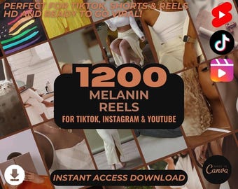1200 メラニン リール | 黒人男性/女性の美的ストック フッテージ クリップ | TikTok Instagram リール Facebook Youtube ショート | 簡単に編集できる動画