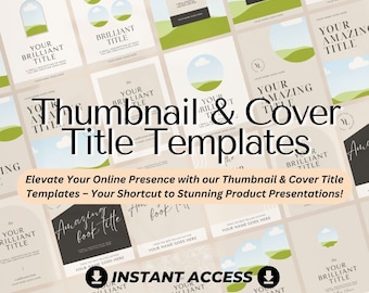 20 Thumbnail & Cover Title Templates | Mega Bundle Thumbnail Bonus | Pre Designed Template Thumbnails for Products eBooks Courses