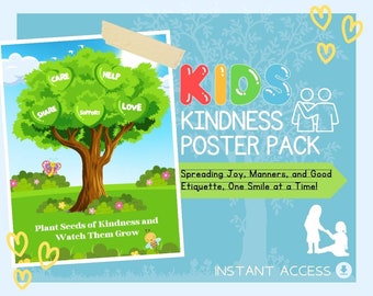 Kids Kindness Poster Quotes | Childrens Learning Sheet | Teach Kids & Toddlers Pages | Kids Educational Templates For Kindness and Manners
