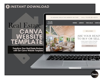 Canva 不動産ウェブサイト テンプレート | 不動産業者向けウェブサイト ランディング ページ | 簡単な 1 ページ ウェブ デザイン | シンプルな不動産業者向けウェブサイト デザイン