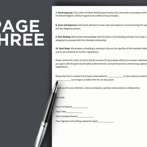 Letter Of Intent Legal Document Lawyer Certified Binding Contract Save Money on Legal Fees Instant Printable Download Easily Editable image 4