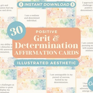 30 Cartões de Afirmação de Coragem e Determinação | Afirmações Positivas para Força | Cartões Gráficos Canva Editáveis | Estética de Design Ilustrado