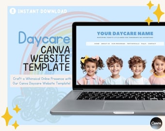 Canva Daycare Website Template | Website Landing Page For Preschool & Nursery | Easy One Page Web Design | Create a Daycare Site With Canva