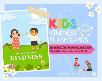 Kids Kindness Flashcards | Childrens Learning Sheet | Teach Kids & Toddlers Pages | Kids Educational Templates For Kindness and Manners