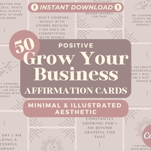 50 cartes de motivation Développez votre entreprise | Affirmations positives pour la réussite | Cartes graphiques modifiables en toile | Esthétique minimale et illustrée
