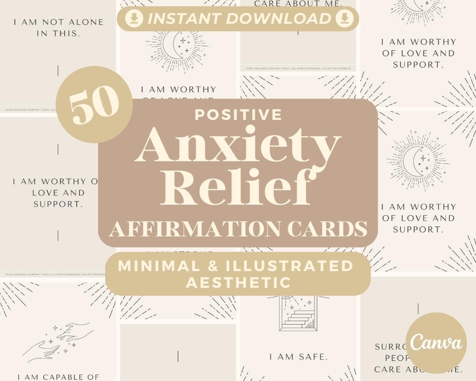 50 Anxiety Relief Affirmation Cards | Positive Affirmations for ...
