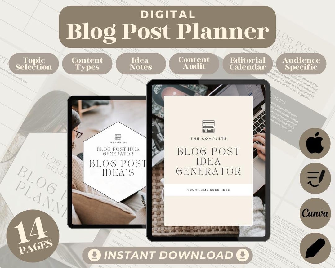 Blog Post Planner | Goodnotes, Ipad, Notability, Canva | Blogging Idea ...