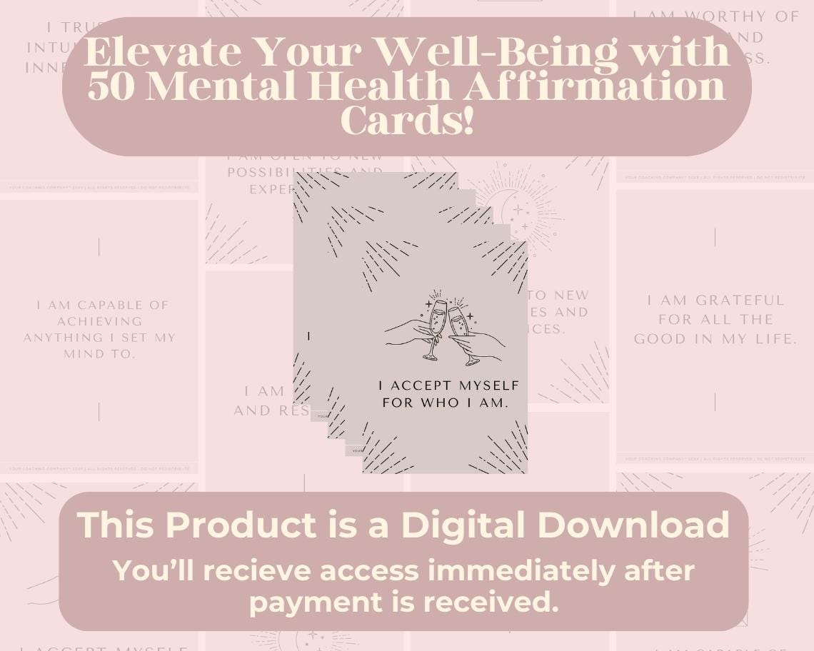 50 Mental Health Affirmation Cards | Positive Affirmations for ...