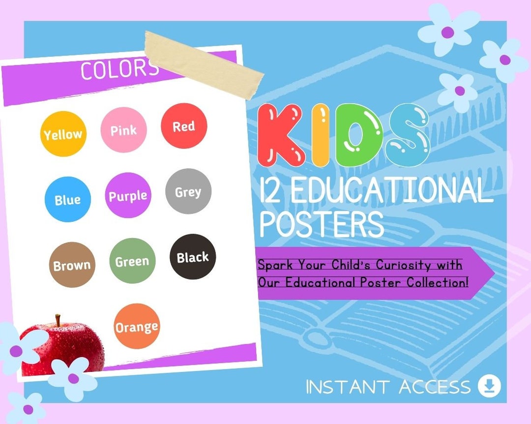 Kids 12 Educational Posters | Children's Learning Sheet | Teach Kids ...
