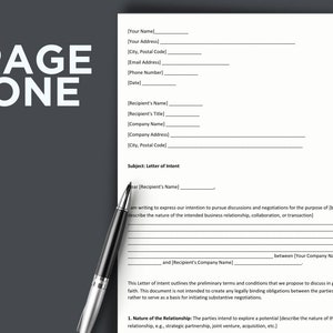 Letter Of Intent Legal Document Lawyer Certified Binding Contract Save Money on Legal Fees Instant Printable Download Easily Editable image 2