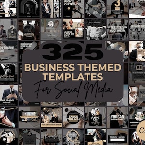 Business Instagram Template Posts Editable on Canva | 325 Social Media Graphics | Black Finance Templates | Instagram Story and Post Designs