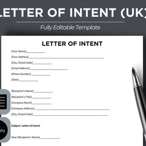 Letter Of Intent Legal Document Lawyer Certified Binding Contract Save Money on Legal Fees Instant Printable Download Easily Editable image 1