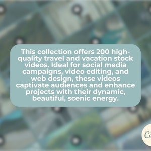 May include: A collection of 200 high-quality travel and vacation stock videos. Ideal for social media campaigns, video editing, and web design, these videos captivate audiences and enhance projects with their dynamic, beautiful, scenic energy.