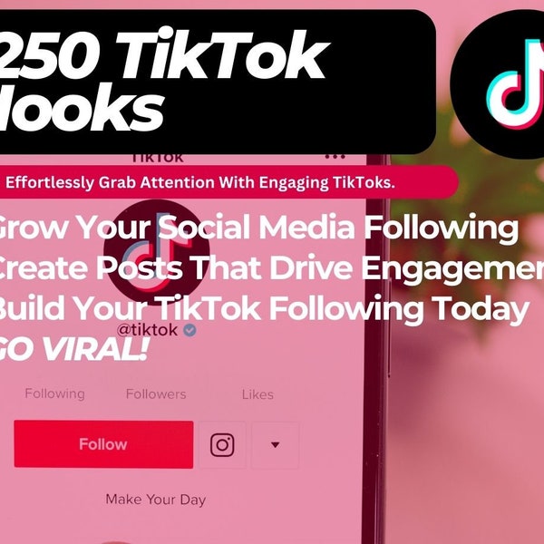 1250 TikTok Hooks to Go VIRAL With Ease | Video Idea Hooks for Online Fame | Social Media Viral Content Cheat Sheet for Viewer Engagement
