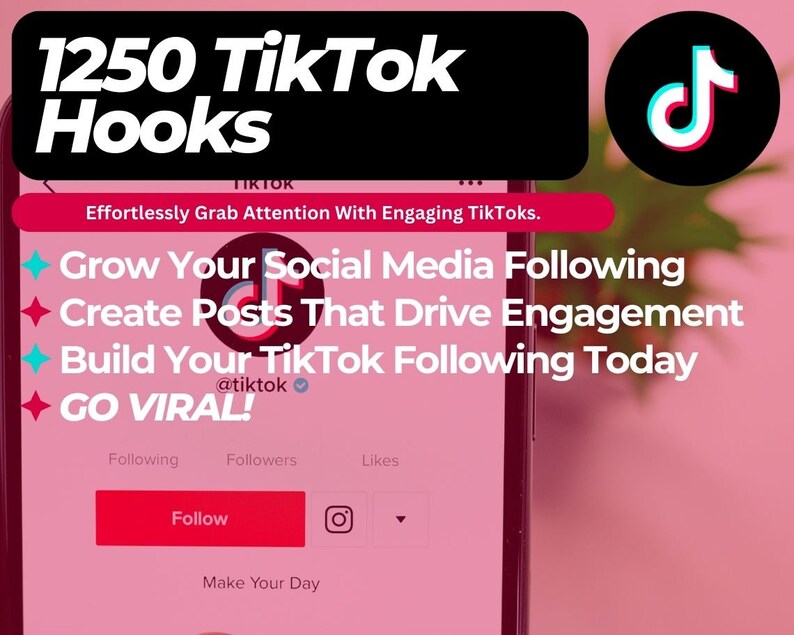 1250 Tiktok Hooks to Go VIRAL With Ease Video Idea Hooks for Online