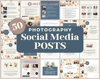 Photography Instagram Posts | 50 Social Media Graphics | Shutterbug Insta Post Templates | Instagram Story and Post Designs For Viral IG