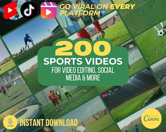 200 sportvideor | HD-fitnessstockfilmer | Högkvalitativa motiverande klipppaket | Inspirerande fotboll basketboll i toppklass